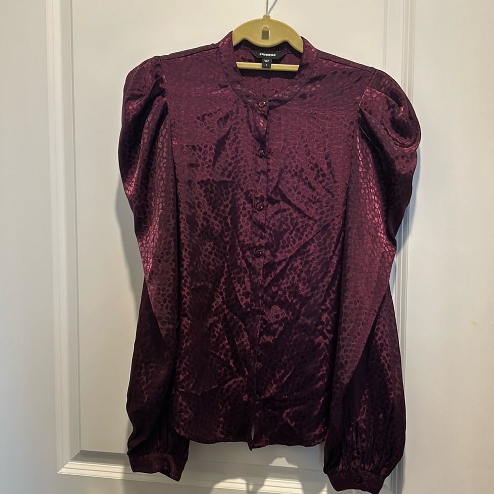 Express Statement Shoulder Blouse Plum Purple - image 1